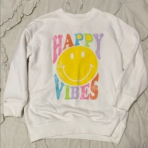 Girls White Happy Vibes Sweatshirt